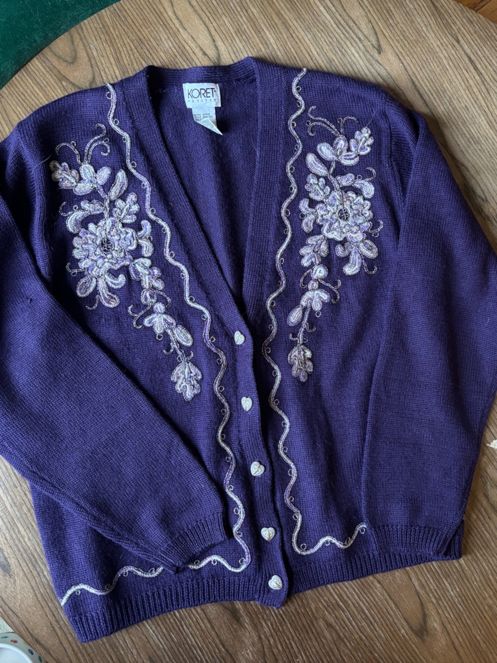 Vtg Embroidered Floral Cardigan S